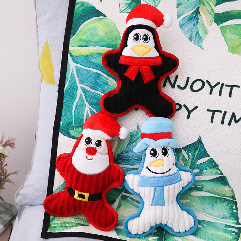 Christmas Character Squeaky Dog Toy – Santa, Penguin or Snowman