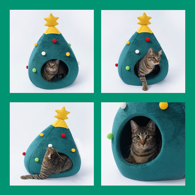 Christmas Tree Pet Bed – Cosy Hideaway for Cats & Small Dogs