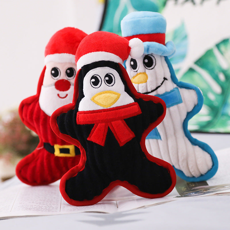 Christmas Character Squeaky Dog Toy – Santa, Penguin or Snowman
