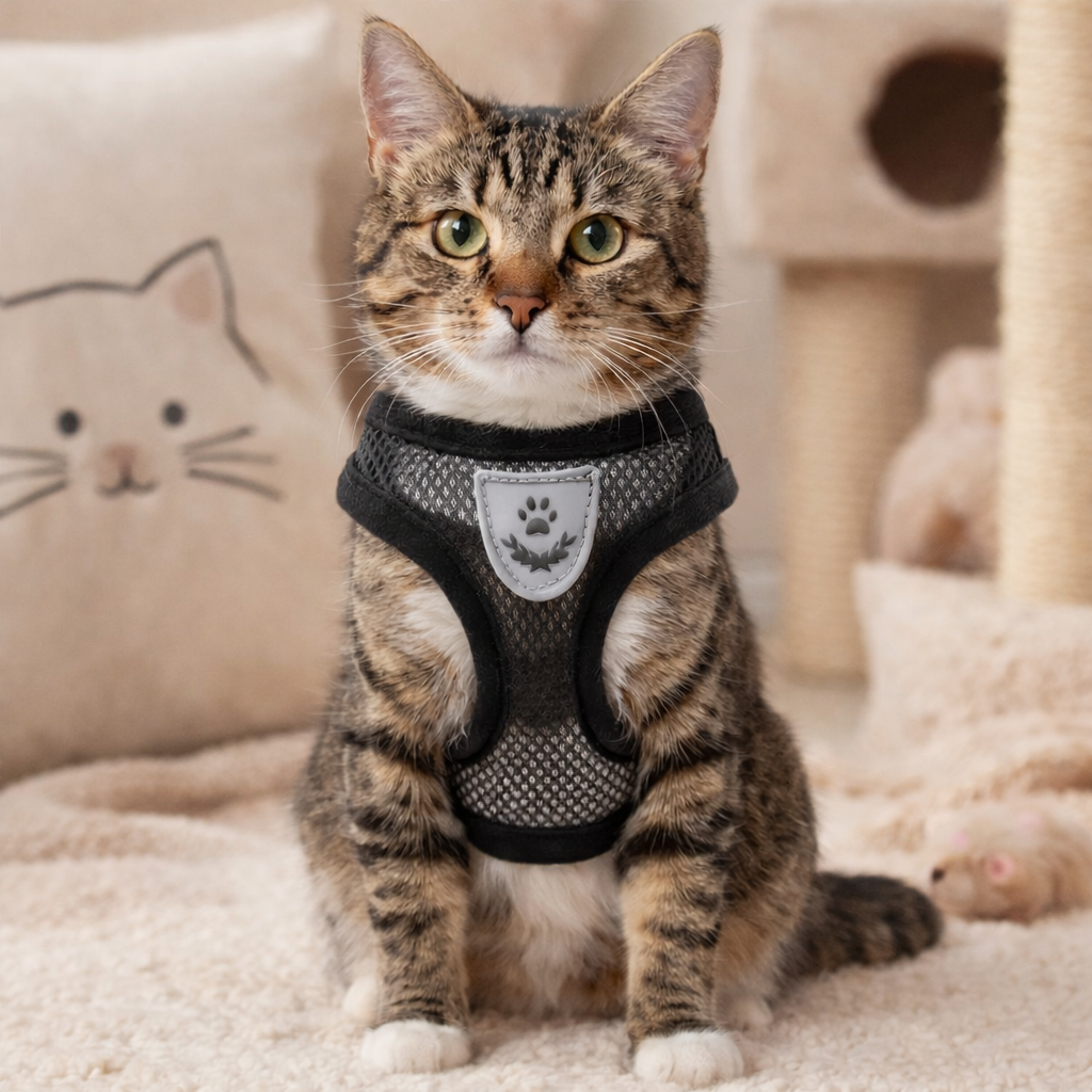 Cat Harness Vest with Lead – Adjustable Mesh Walking Harness for Cats & Small Dogs (Reflective, Breathable)