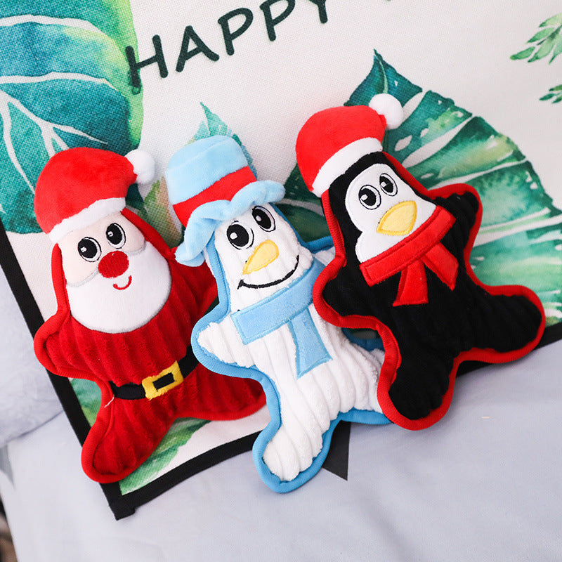 Christmas Character Squeaky Dog Toy – Santa, Penguin or Snowman