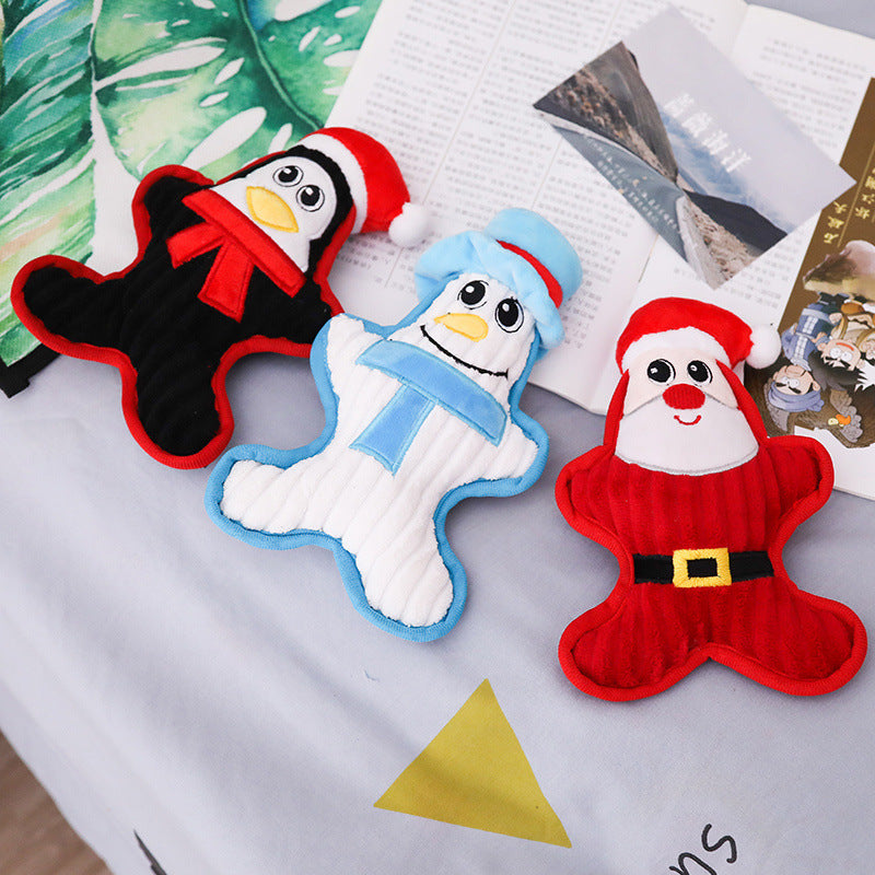 Christmas Character Squeaky Dog Toy – Santa, Penguin or Snowman